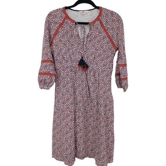 Boden Women's Heidi Jersey Dress Peasant Boho Floral Print 3/4 Sleeve Size 6 - Picture 2 of 5